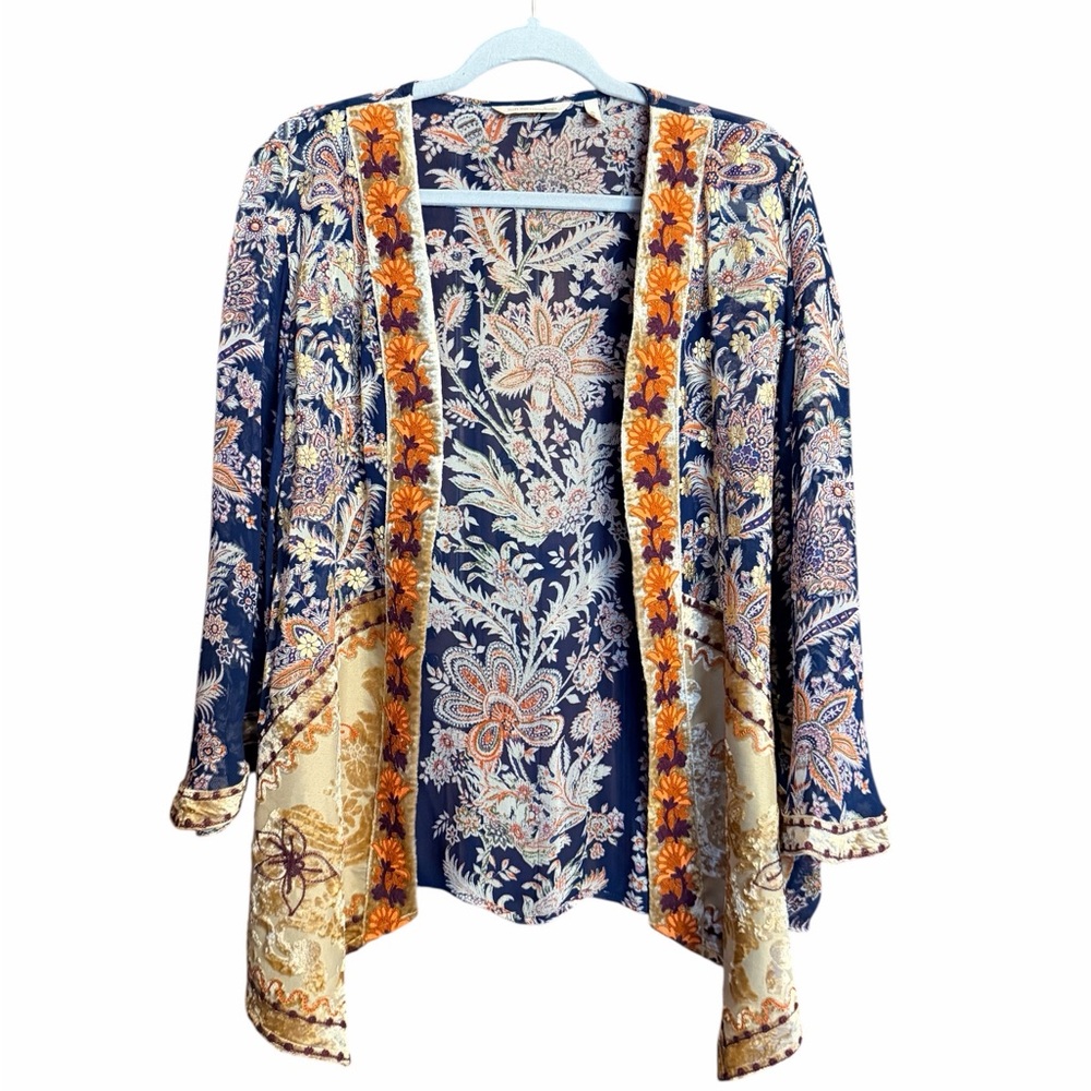 Soft Surroundings Moonlight Garden Kimono Topper Womens LP Boho Velvet Festival - Picture 5 of 14